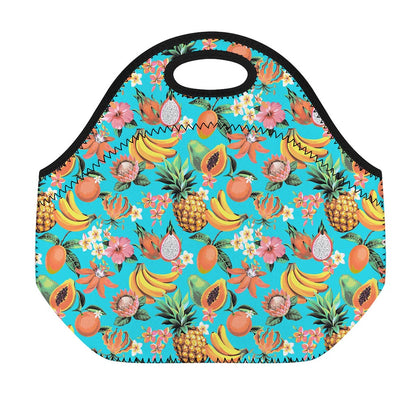 Vintage Tropical Fruits Pattern Print Neoprene Lunch Bag