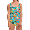 Vintage Tropical Fruits Pattern Print One Piece Swimsuit