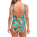 Vintage Tropical Fruits Pattern Print One Piece Swimsuit
