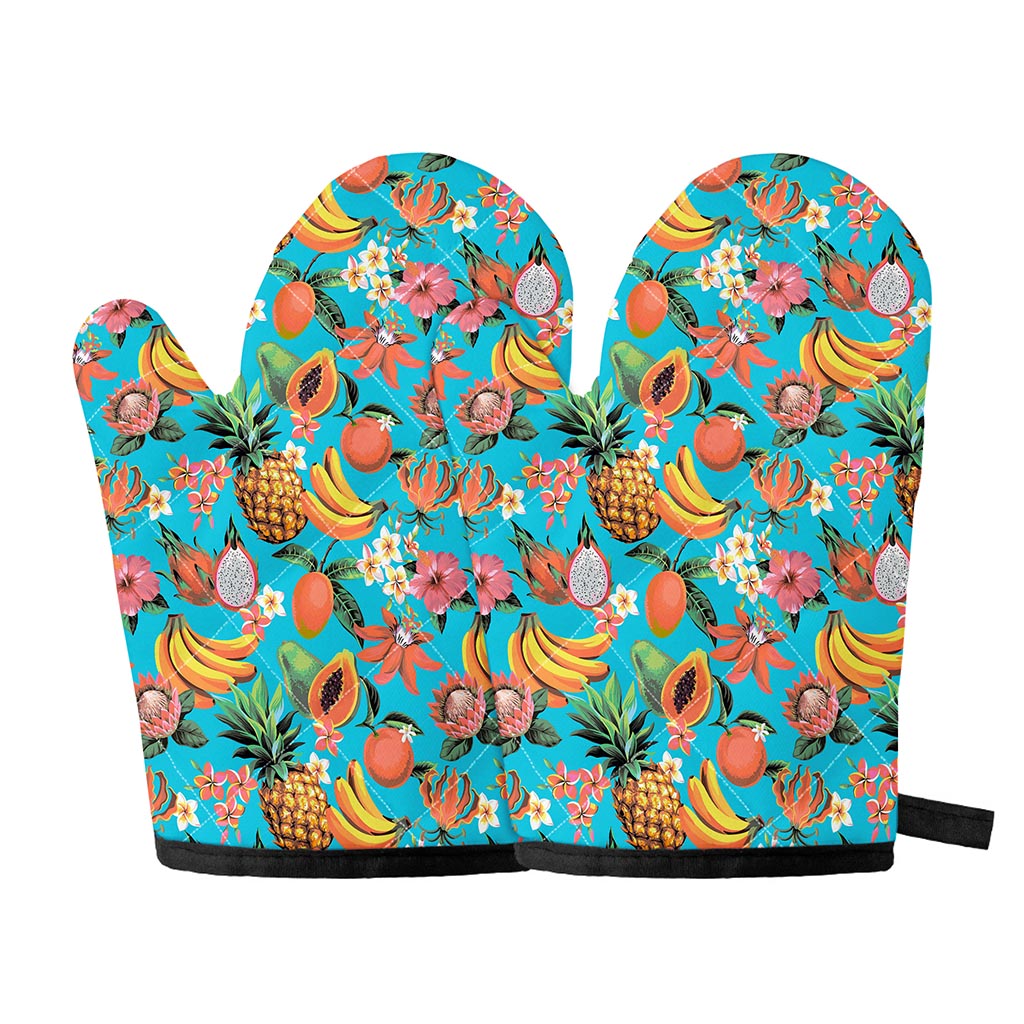Vintage Tropical Fruits Pattern Print Oven Mitts