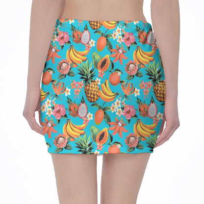 Vintage Tropical Fruits Pattern Print Pencil Mini Skirt
