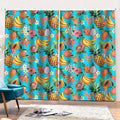 Vintage Tropical Fruits Pattern Print Pencil Pleat Curtains