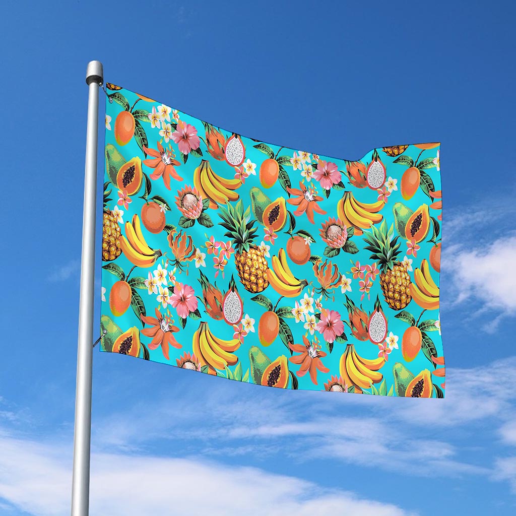 Vintage Tropical Fruits Pattern Print Polyester Flag