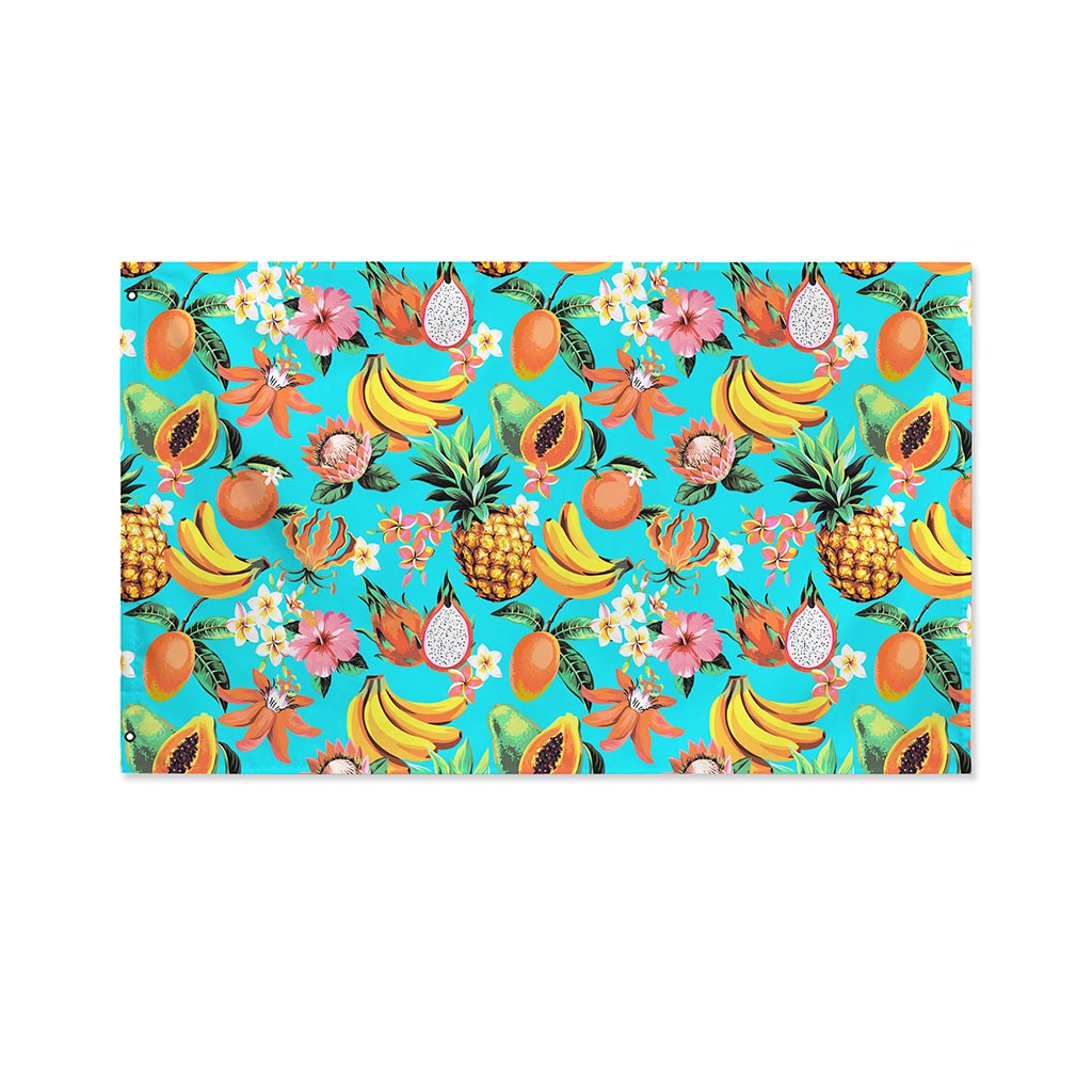 Vintage Tropical Fruits Pattern Print Polyester Flag