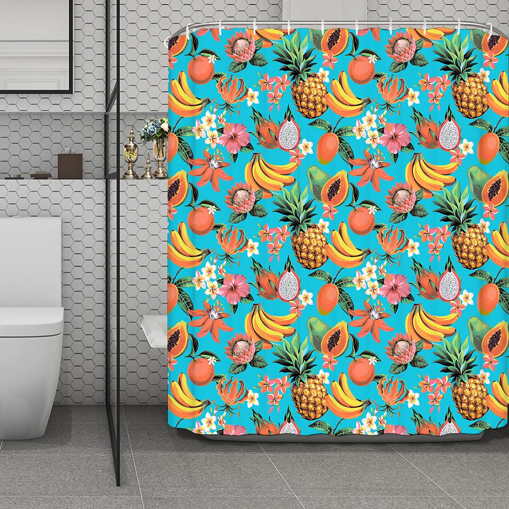 Vintage Tropical Fruits Pattern Print Polyester Shower Curtain
