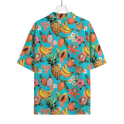 Vintage Tropical Fruits Pattern Print Rayon Hawaiian Shirt
