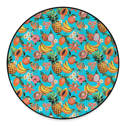Vintage Tropical Fruits Pattern Print Round Floor Mat