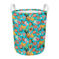 Vintage Tropical Fruits Pattern Print Round Laundry Basket