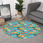 Vintage Tropical Fruits Pattern Print Round Rug