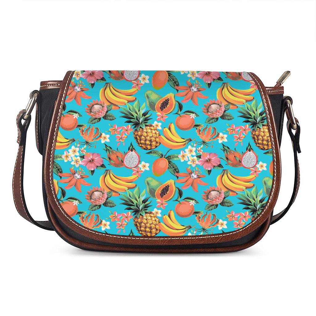 Vintage Tropical Fruits Pattern Print Saddle Bag
