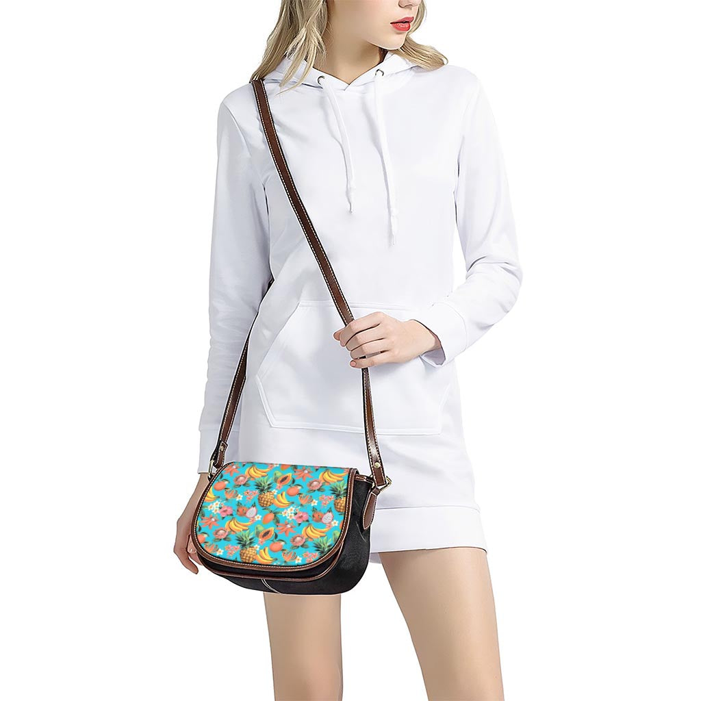 Vintage Tropical Fruits Pattern Print Saddle Bag