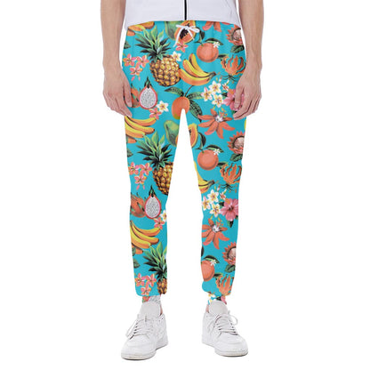 Vintage Tropical Fruits Pattern Print Scuba Joggers