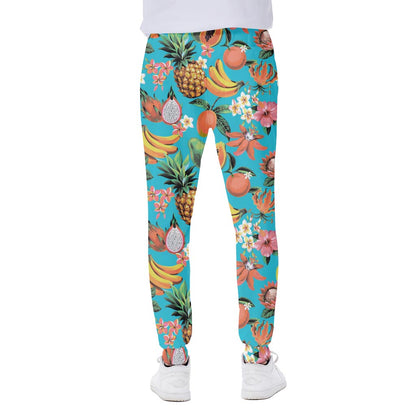 Vintage Tropical Fruits Pattern Print Scuba Joggers