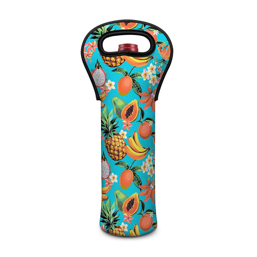 Vintage Tropical Fruits Pattern Print Single Neoprene Wine Tote