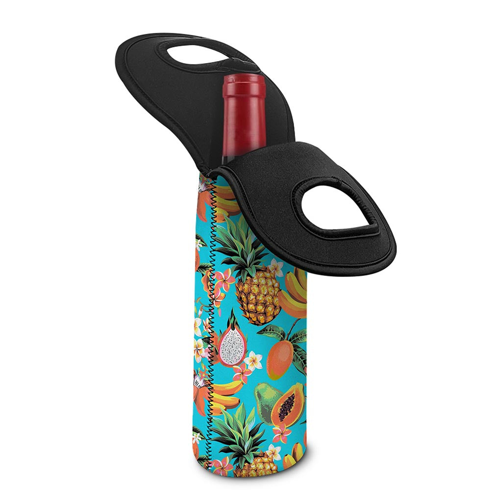 Vintage Tropical Fruits Pattern Print Single Neoprene Wine Tote