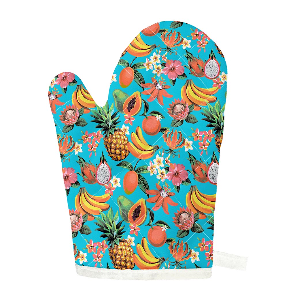 Vintage Tropical Fruits Pattern Print Single Oven Mitt