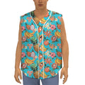 Vintage Tropical Fruits Pattern Print Sleeveless Baseball Jersey