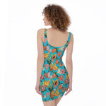 Vintage Tropical Fruits Pattern Print Sleeveless Bodycon Dress