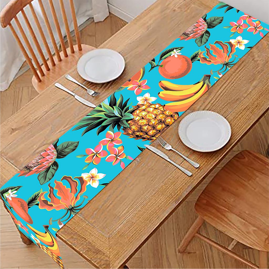 Vintage Tropical Fruits Pattern Print Table Runner