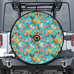 Vintage Tropical Fruits Pattern Print Tire Cover With Camera Hole