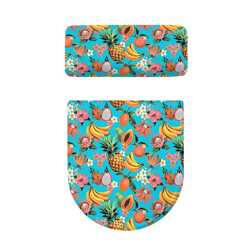 Vintage Tropical Fruits Pattern Print Toilet Lid And Tank Cover Set
