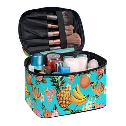 Vintage Tropical Fruits Pattern Print Travel Makeup Bag