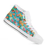 Vintage Tropical Fruits Pattern Print White High Top Sneakers