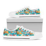 Vintage Tropical Fruits Pattern Print White Low Top Sneakers