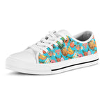 Vintage Tropical Fruits Pattern Print White Low Top Sneakers