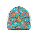 Vintage Tropical Fruits Pattern Print White Mesh Trucker Hat