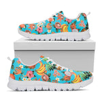 Vintage Tropical Fruits Pattern Print White Running Shoes