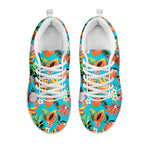 Vintage Tropical Fruits Pattern Print White Running Shoes