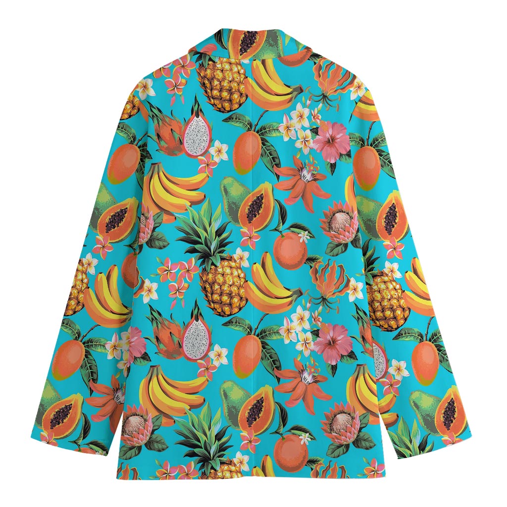 Vintage Tropical Fruits Pattern Print Women's Blazer