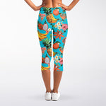 Vintage Tropical Fruits Pattern Print Women's Capri Leggings
