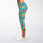 Vintage Tropical Fruits Pattern Print Women's Capri Leggings