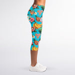 Vintage Tropical Fruits Pattern Print Women's Capri Leggings