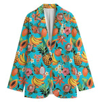 Vintage Tropical Fruits Pattern Print Women's Cotton Blazer