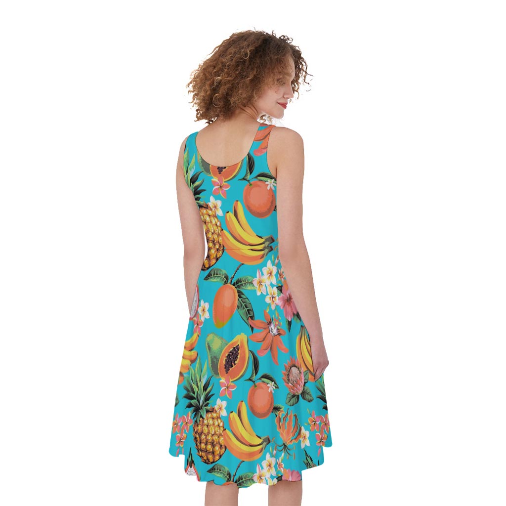 Vintage Tropical Fruits Pattern Print Women's Sleeveless Dress