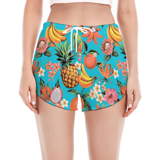 Vintage Tropical Fruits Pattern Print Women's Split Running Shorts