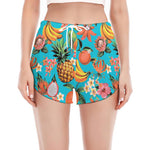 Vintage Tropical Fruits Pattern Print Women's Split Running Shorts