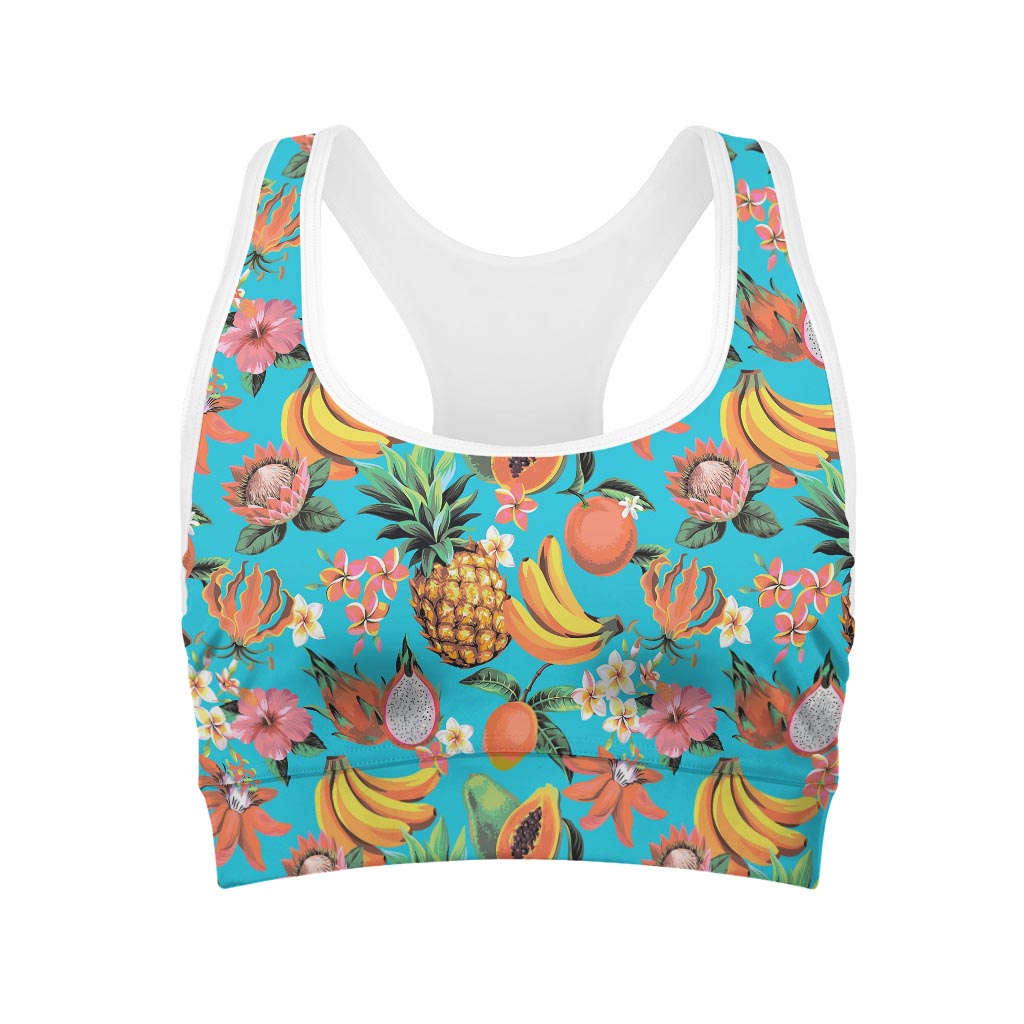 Vintage Tropical Fruits Pattern Print Women's Sports Bra