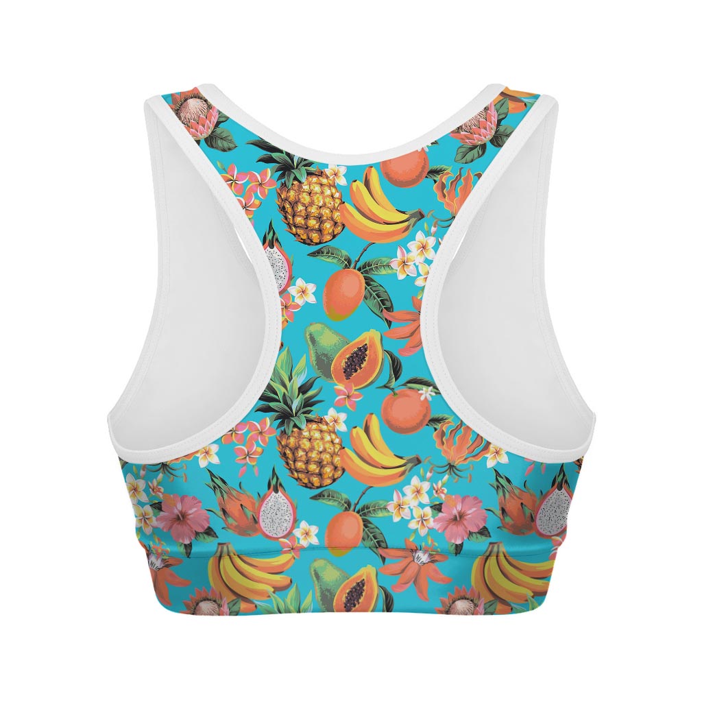 Vintage Tropical Fruits Pattern Print Women's Sports Bra