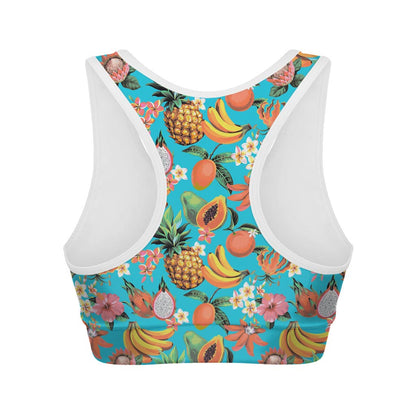 Vintage Tropical Fruits Pattern Print Women's Sports Bra