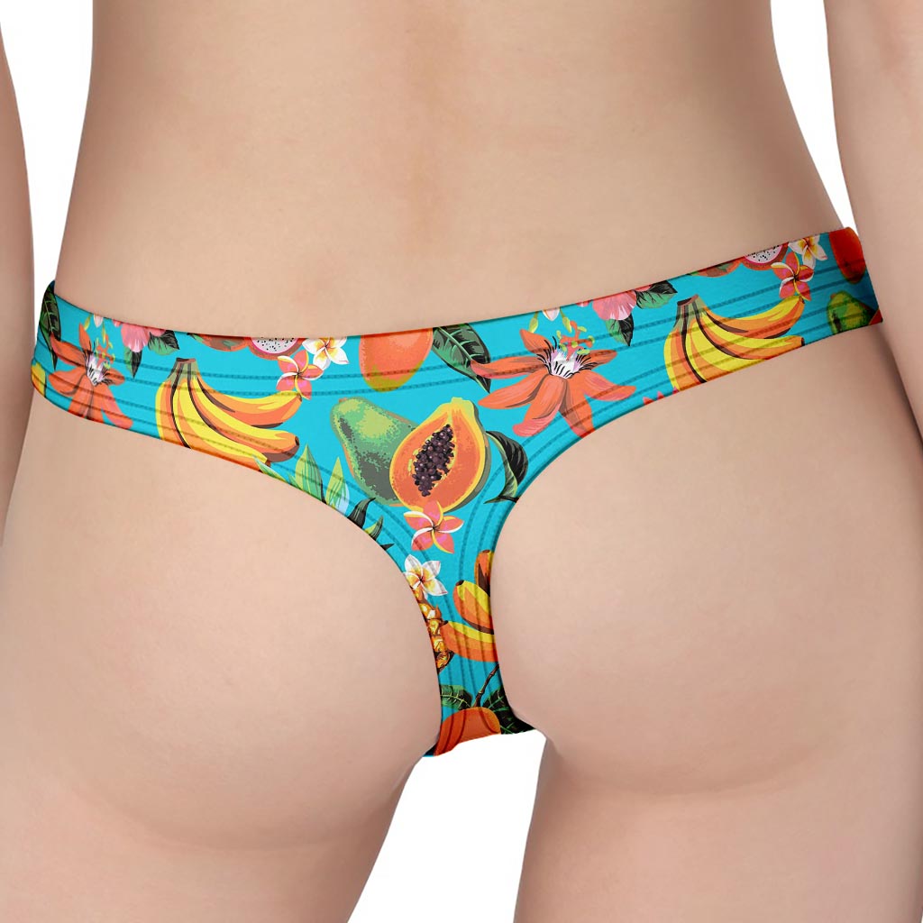Vintage Tropical Fruits Pattern Print Women's Thong