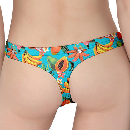 Vintage Tropical Fruits Pattern Print Women's Thong