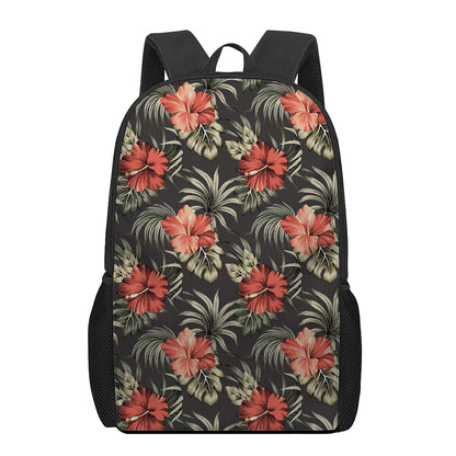 Vintage Tropical Hibiscus Floral Print 17 Inch Backpack