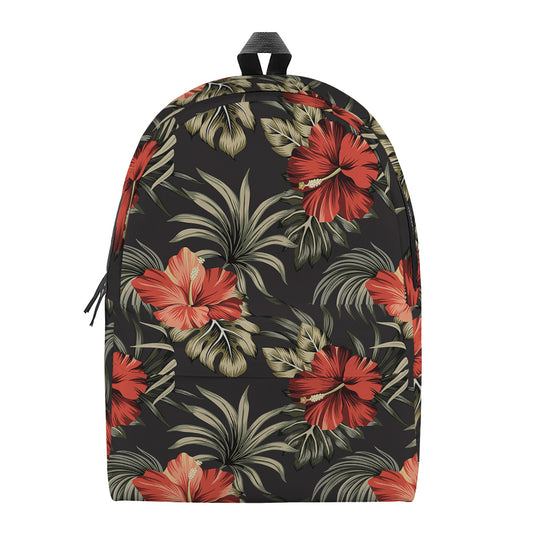 Vintage Tropical Hibiscus Floral Print Backpack