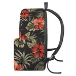 Vintage Tropical Hibiscus Floral Print Backpack