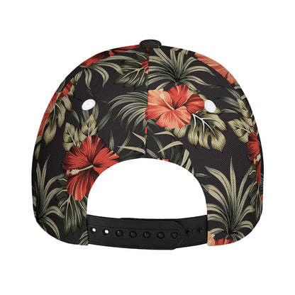 Vintage Tropical Hibiscus Floral Print Baseball Cap