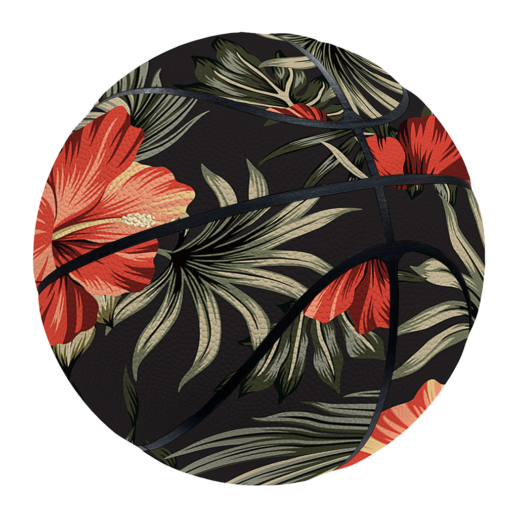 Vintage Tropical Hibiscus Floral Print Basketball